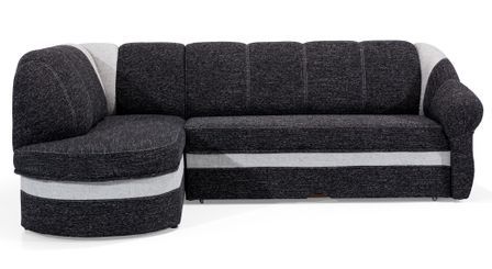 Canapé d'angle convertible SUNDY en tissu avec coffre de rangement - 250 cm