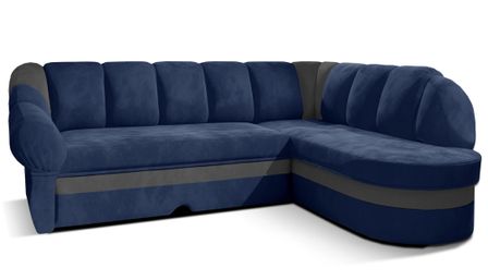 Canapé d'angle convertible SUNDY en velours avec coffre de rangement - 250 cm
