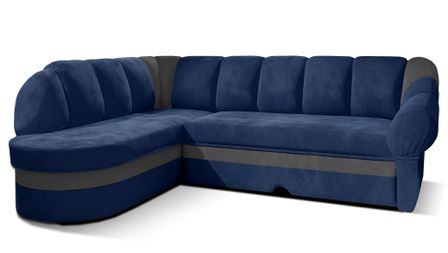 Canapé d'angle convertible SUNDY en velours avec coffre de rangement - 250 cm