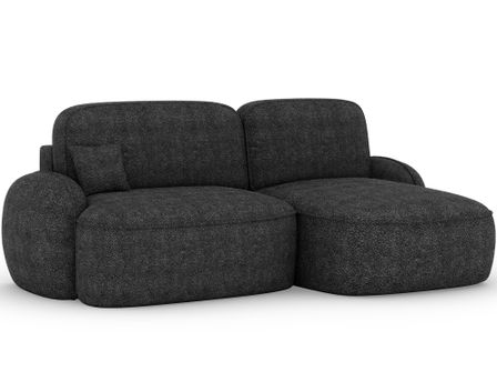 Canapé d'angle convertible TALIA en tissu bouclette avec coffre de rangement -