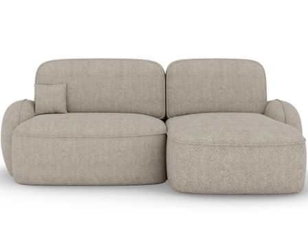 Canapé d'angle convertible TALIA en tissu bouclette avec coffre de rangement -