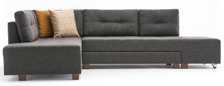 Canapé d'angle convertible tissu anthracite Divona 282 cm