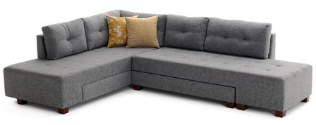 Canapé d'angle convertible tissu gris Divona 282 cm