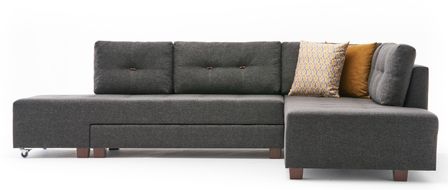 Canapé d'angle convertible tissu anthracite Divona 282 cm