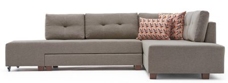 Canapé d'angle convertible tissu beige Divona 282 cm