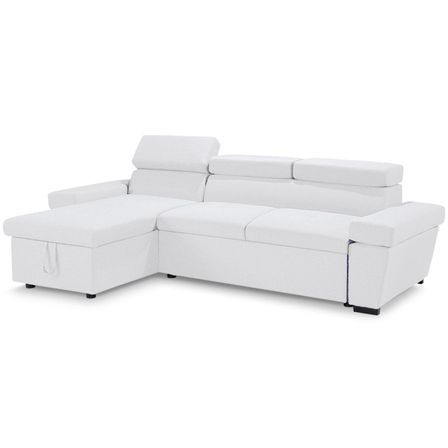 Canapé d'angle convertible Tissu Blanc Poka