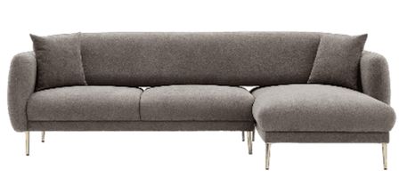 Canapé d'angle convertible tissu et pieds doré Birka 266 cm