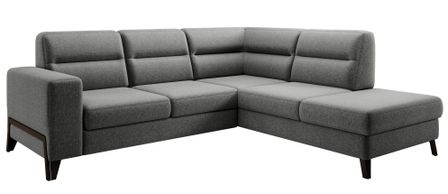 Canapé d'angle convertible tissu KAZAL - Dossiers réglables et pieds acier noir