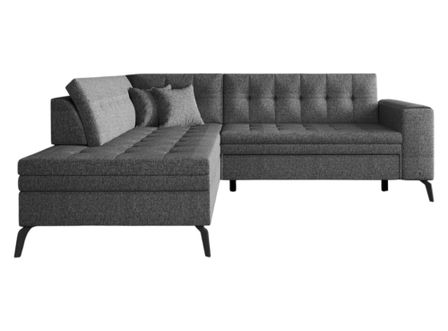 Canapé d'angle convertible tissu LARRY - Pieds acier noir