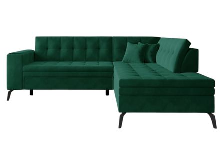 Canapé d'angle convertible tissu LARRY - Pieds acier noir