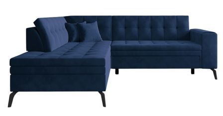 Canapé d'angle convertible tissu LARRY - Pieds acier noir