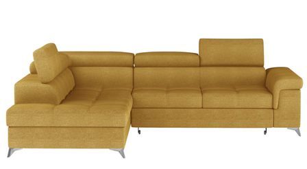 Canapé d'angle convertible tissu MARIDO - Coffre et appuis-tête réglables