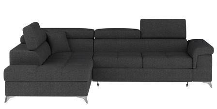 Canapé d'angle convertible tissu MARIDO - Coffre et appuis-tête réglables