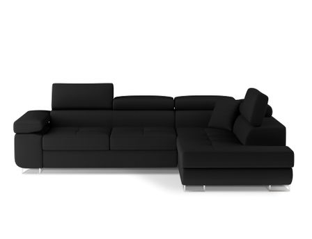 Canapé d'angle convertible tissu MARKA - Coffre et appuis-tête réglables