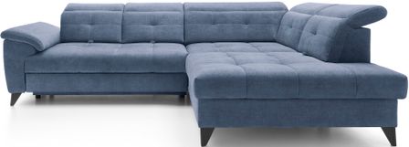 Canapé d'angle convertible tissu velouté KARIN - Coffre et appuis-tête réglables