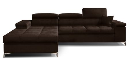 Canapé d'angle convertible velours appuis-tête réglables RIKARO