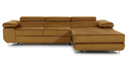 Canapé d'angle convertible velours Kalizo - Coffre et appuis-tête réglables
