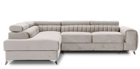 Canapé d'angle convertible velours Loza - Coffre et appuis-tête réglables