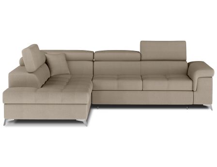 Canapé d'angle convertible velours MARIDO - Coffre et appuis-tête réglables