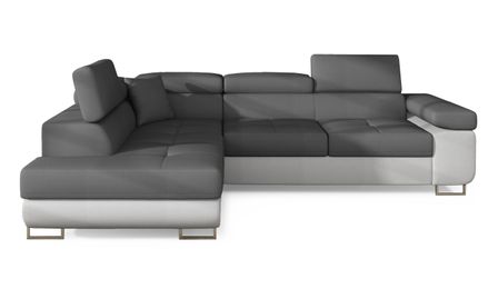 Canapé d'angle convertible velours Marka - Coffre et appuis-tête réglables