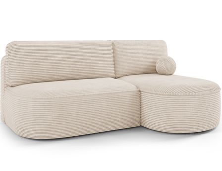 Canapé d’angle convertible VERNA en tissu côtelé – 220 cm