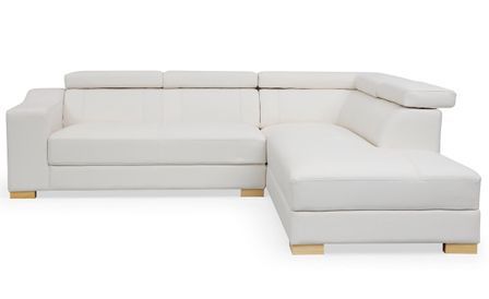 Canapé d'angle droit 5 places cuir blanc Ozen