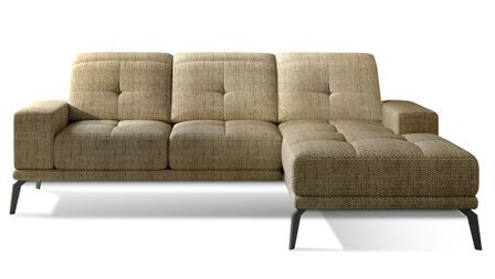 Canapé d'angle droit 5 places tissu beige chiné Torpille 265 cm