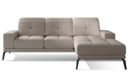 Canapé d'angle droit 5 places tissu beige Torpille 265 cm