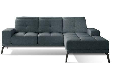 Canapé d'angle droit 5 places tissu bleu Torpille 265 cm