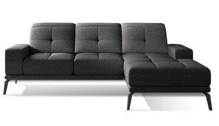 Canapé d'angle droit 5 places tissu gris anthracite Torpille 265 cm