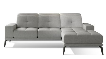 Canapé d'angle droit 5 places tissu gris souris Torpille 265 cm