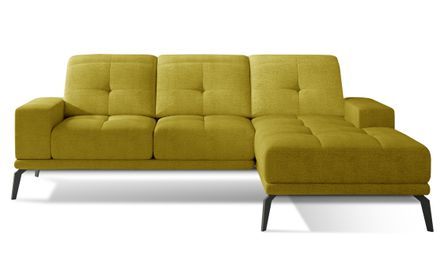 Canapé d'angle droit 5 places tissu jaune Torpille 265 cm
