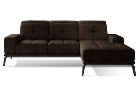 Canapé d'angle droit 5 places tissu marron Torpille 265 cm