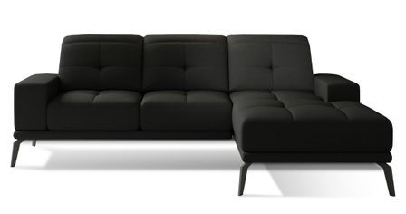 Canapé d'angle droit 5 places tissu noir Torpille 265 cm