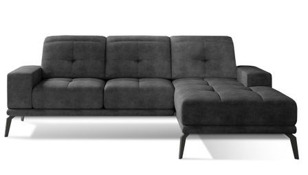 Canapé d'angle droit 5 places tissu suédine gris foncé Torpille 265 cm