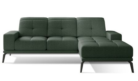 Canapé d'angle droit 5 places tissu vert avocat Torpille 265 cm