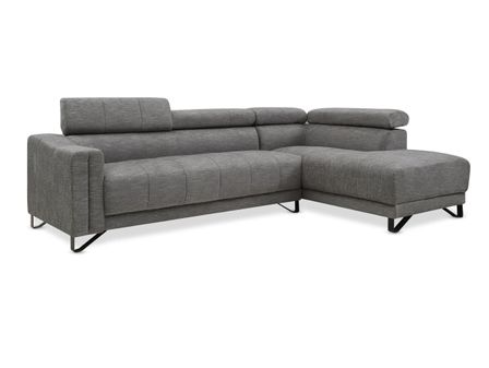 Canapé d'angle droit avec têtières tissu gris foncé Apika 262 cm