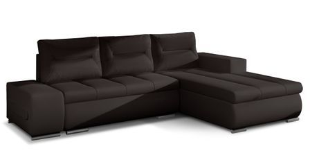 Canapé d'angle droit convertible simili cuir marron Waker 275 cm