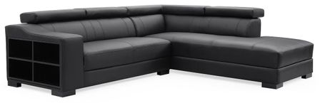 Canapé d'angle droit en cuir noir Callyh