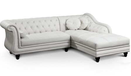 Canapé d'angle droit simili cuir blanc chesterfield Rika 240 cm