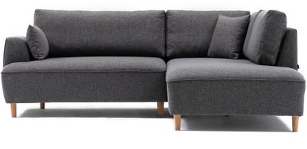 Canapé d'angle droit tissu anthracite Akena 236 cm