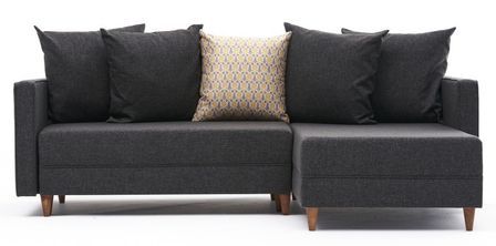 Canapé d'angle droit tissu anthracite Klina 215 cm