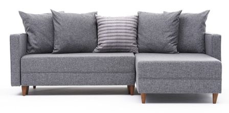 Canapé d'angle droit tissu gris clair Klina 215 cm