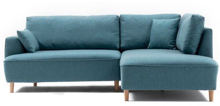 Canapé d'angle droit tissu turquoise Akena 236 cm