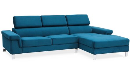 Canapé d'angle droit velours bleu Tence