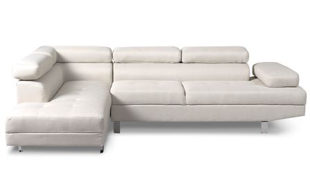 Canapé d'angle gauche 5 places tissu beige Omeg 260 cm