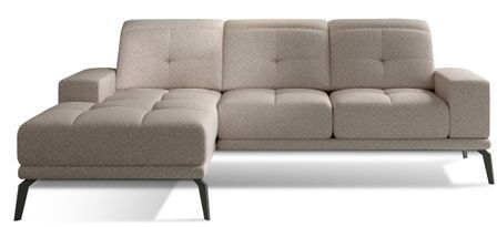 Canapé d'angle gauche 5 places tissu beige Torpille 265 cm