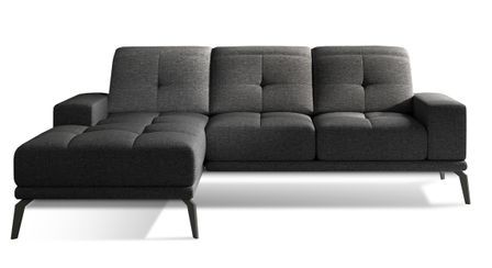 Canapé d'angle gauche 5 places tissu gris anthracite Torpille 265 cm