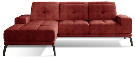 Canapé d'angle gauche 5 places tissu suédine rouge tomette Torpille 265 cm