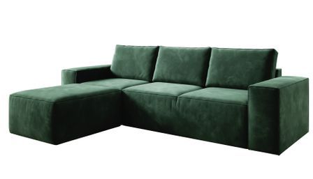 Canapé d'angle gauche convertible moderne velours vert anglais Willace 302 cm